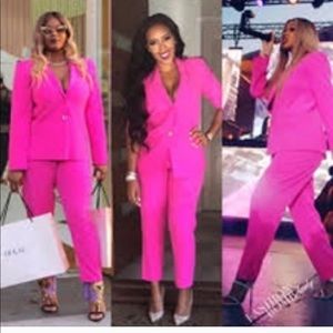 House of CB Dawna Electric Pink Crepe Trousers and matching blazer